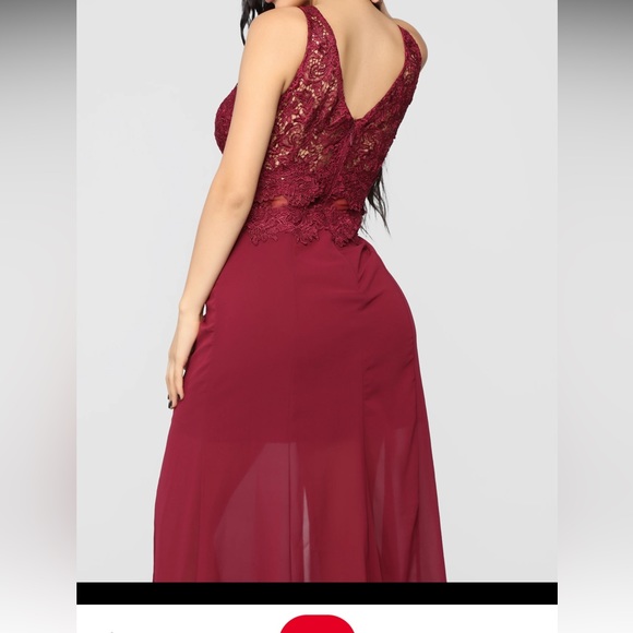 FashionNova lace chiffon burgundy wine maxi dress NWOT never worn size M - Picture 5 of 9